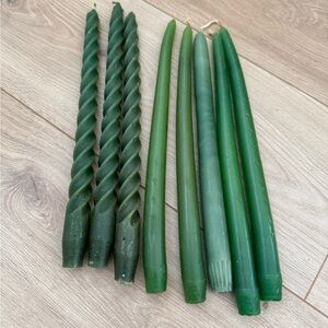 Vintage Green Taper Candles Christmas 12” Tall Set Of 8 USA Made